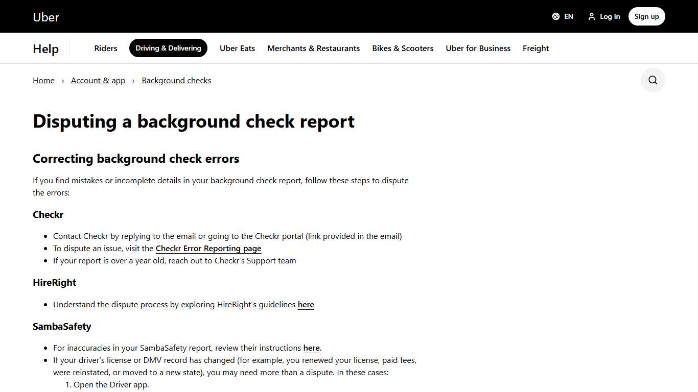 Disputing a background check report Driving & Delivering Uber Help